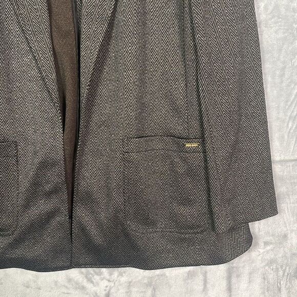 Anne Klein Brown Black Chevron Open Front Blazer Jacket Size XL - Picture 5 of 12